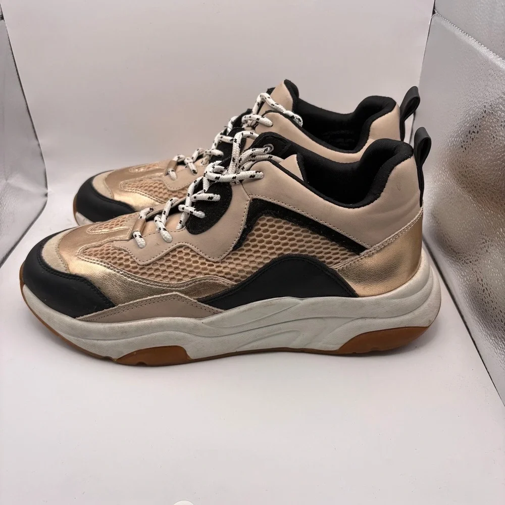 Steve Madden Antonio Mens Chunky Sneakers Gold Tan Black Mesh ANTOO-M1 Size 12M